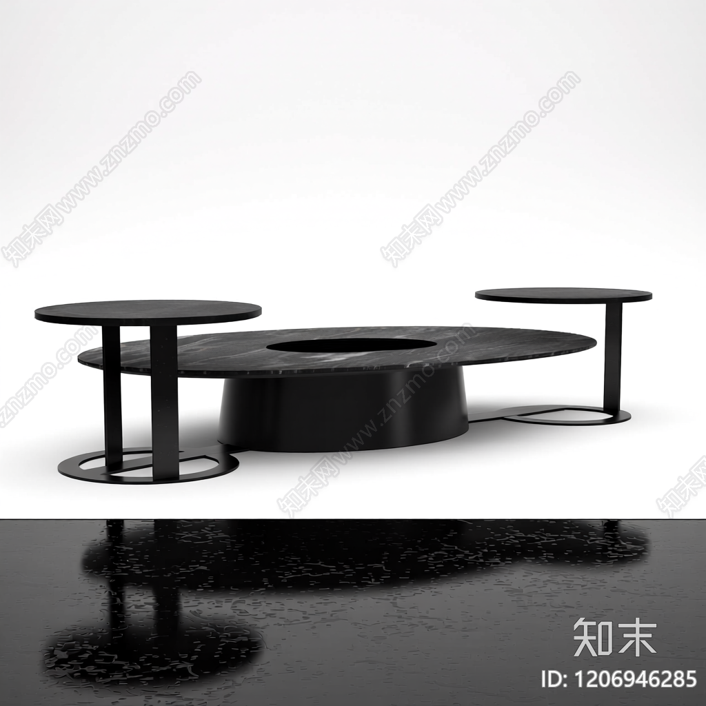 黑大理石茶几组合3D模型下载【ID:1206946285】