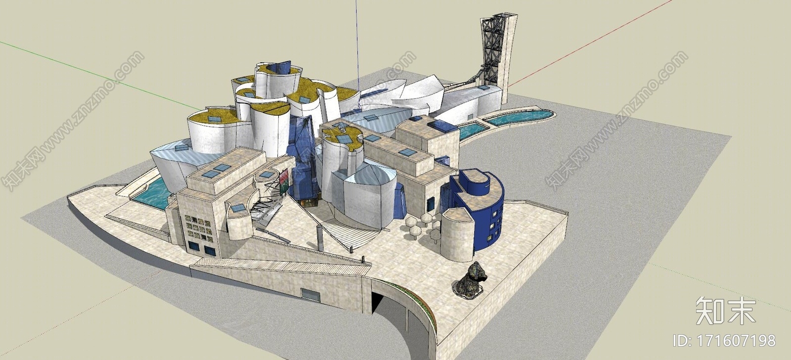 现代古根海姆博物馆SU模型下载【ID:171607198】