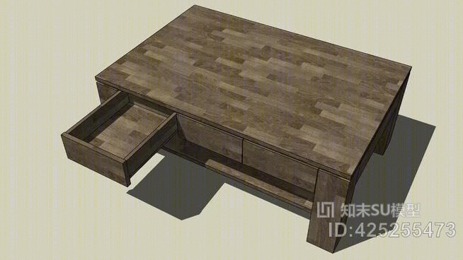 抽屉茶几榉木黑6SU模型下载【ID:425255473】