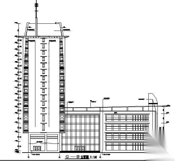 某四星级十六层酒店建筑方案图cad施工图下载【ID:151574184】