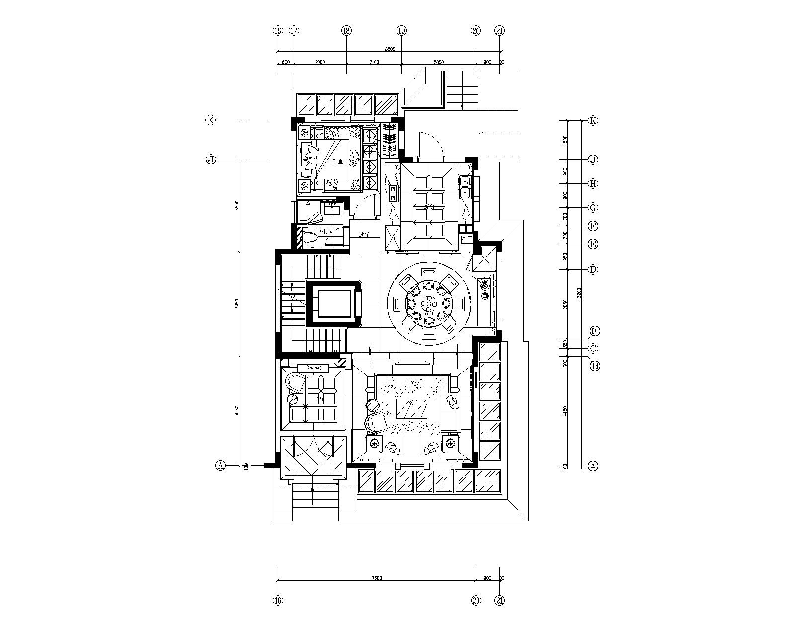 南京郦城联排别墅样板房施工图+方案+效果图施工图下载【ID:160386126】