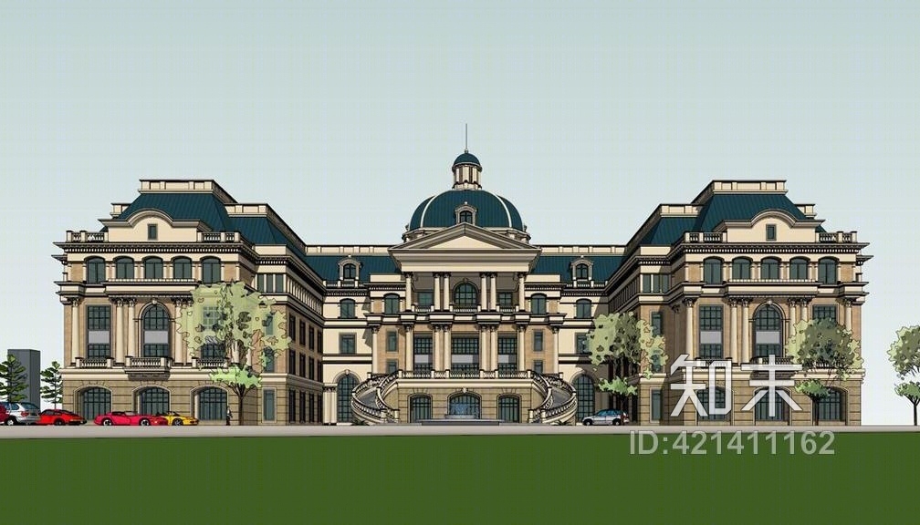 远洋红星海世界观会所设计SU模型下载【ID:421411162】