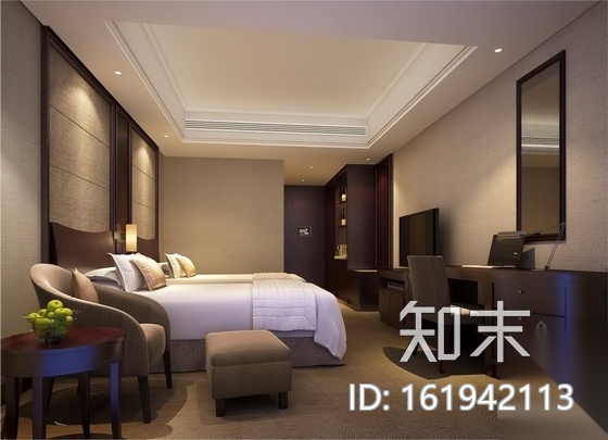 [吉林]城市广场商务酒店标准双床房装修图（含效果）cad施工图下载【ID:161942113】
