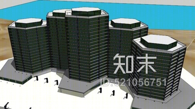 六边形酒店SU模型下载【ID:521056751】