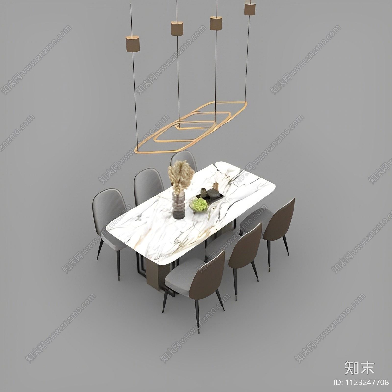 现代轻奢创意餐桌椅免费3D模型下载【ID:1123247708】