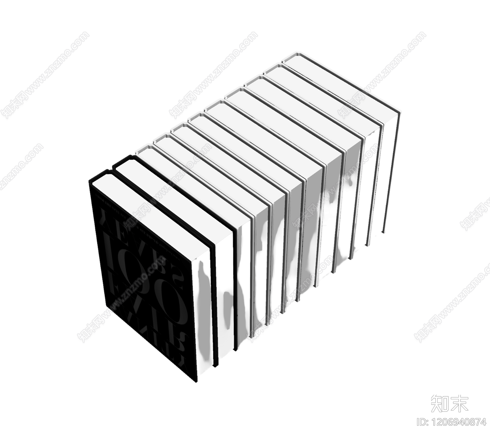 书籍组合装饰模型3D模型下载【ID:1206940874】