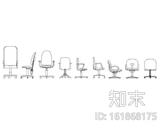 各式老板椅立面图块cad施工图下载【ID:161868175】