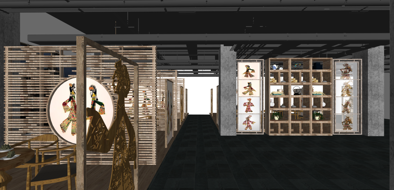 现代自助餐厅SU模型下载【ID:1215991494】