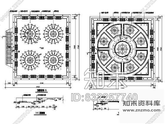 图块/节点餐厅吊顶详图cad施工图下载【ID:832257740】
