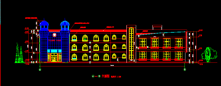 6班3层幼儿园建筑色剂全套图纸cad施工图下载【ID:160723156】