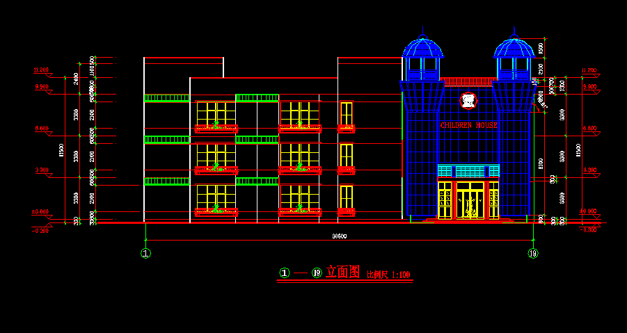 6班3层幼儿园建筑色剂全套图纸cad施工图下载【ID:160723156】