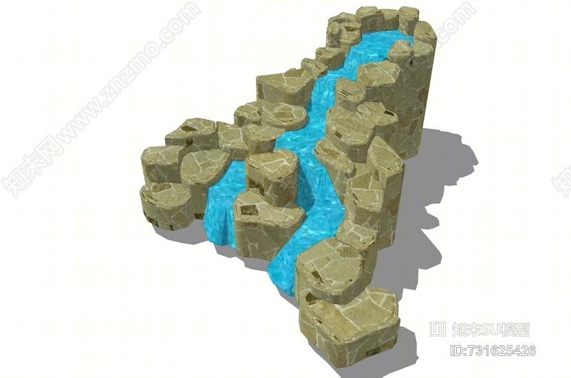 假山跌水SU模型下载【ID:731625426】