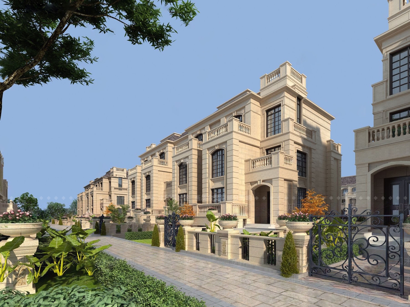 欧式别墅建筑外观3D模型下载【ID:168029153】