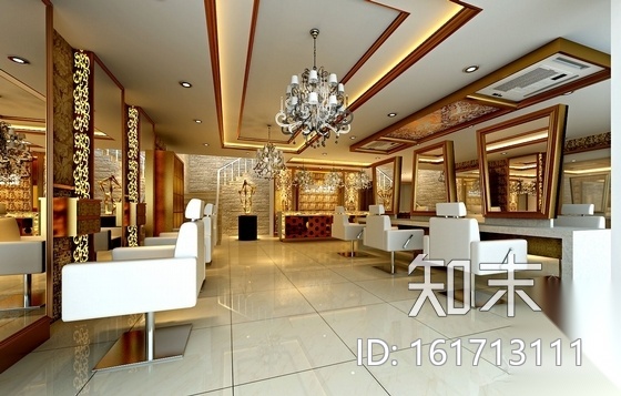 [广州]欧陆风格奢华美容美发店室内装修施工图（含效果图...cad施工图下载【ID:161713111】