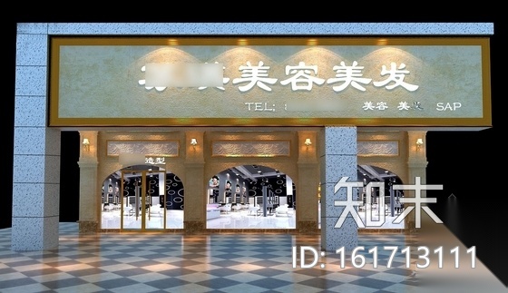 [广州]欧陆风格奢华美容美发店室内装修施工图（含效果图...cad施工图下载【ID:161713111】