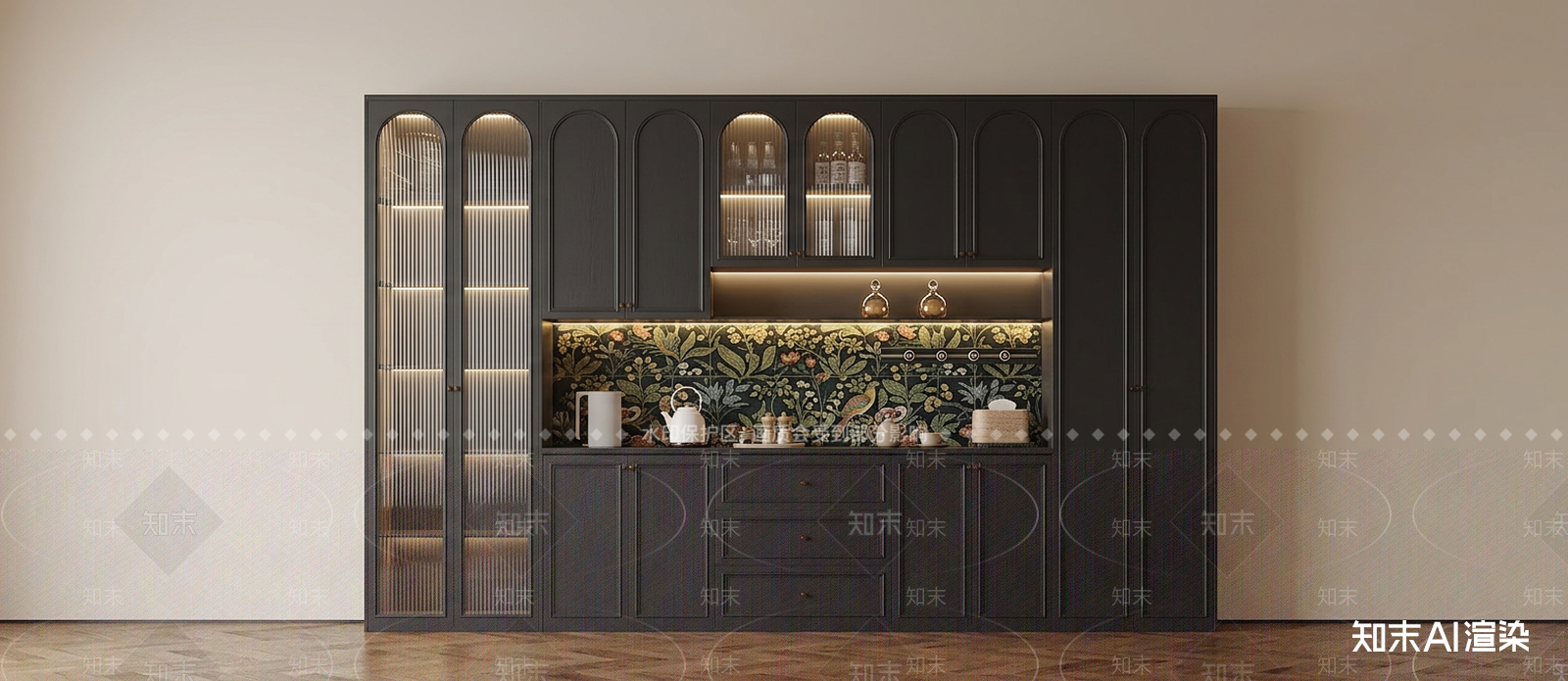 深色餐边柜餐边柜3D模型下载【ID:1227253934】
