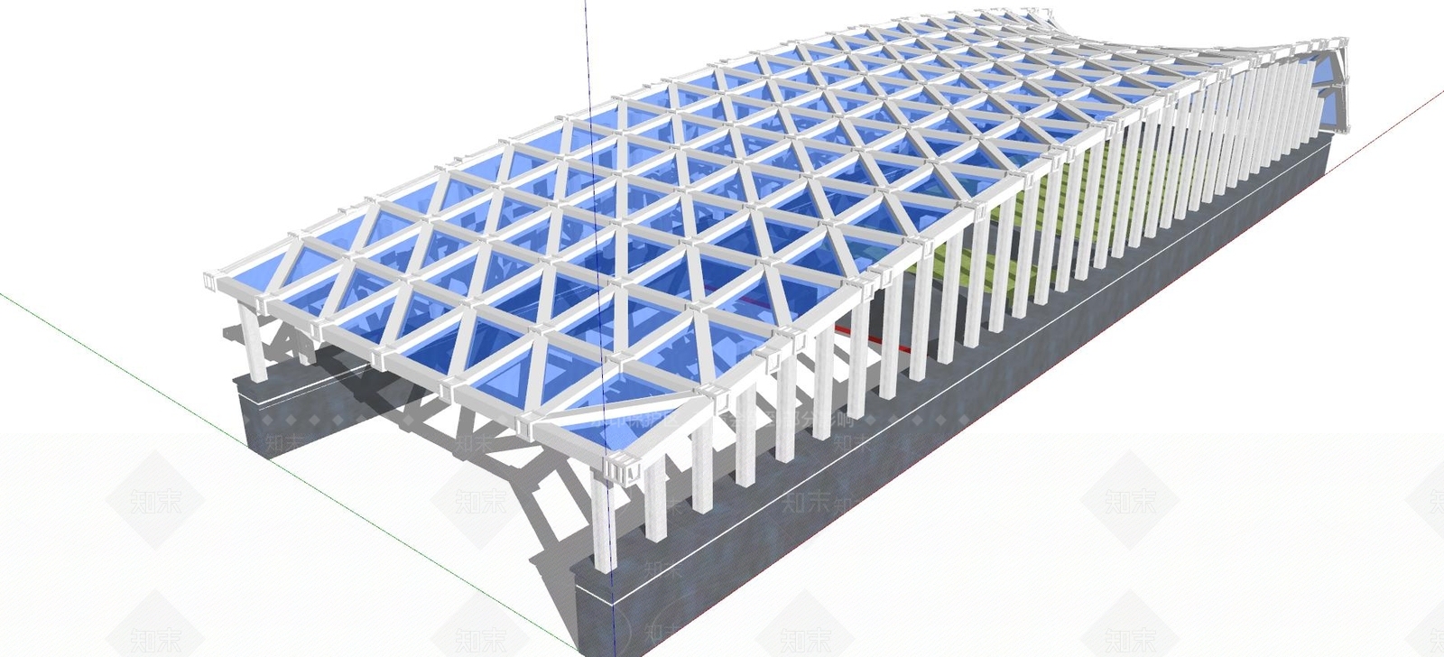 地下车库出入口雨棚SU模型下载【ID:182002271】