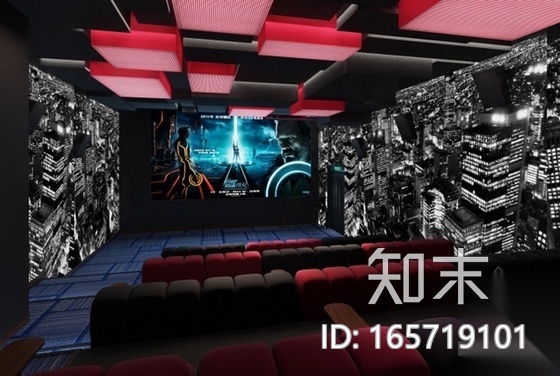 [上海]时尚潮流现代电影城室内装修施工图（含效果图）cad施工图下载【ID:165719101】