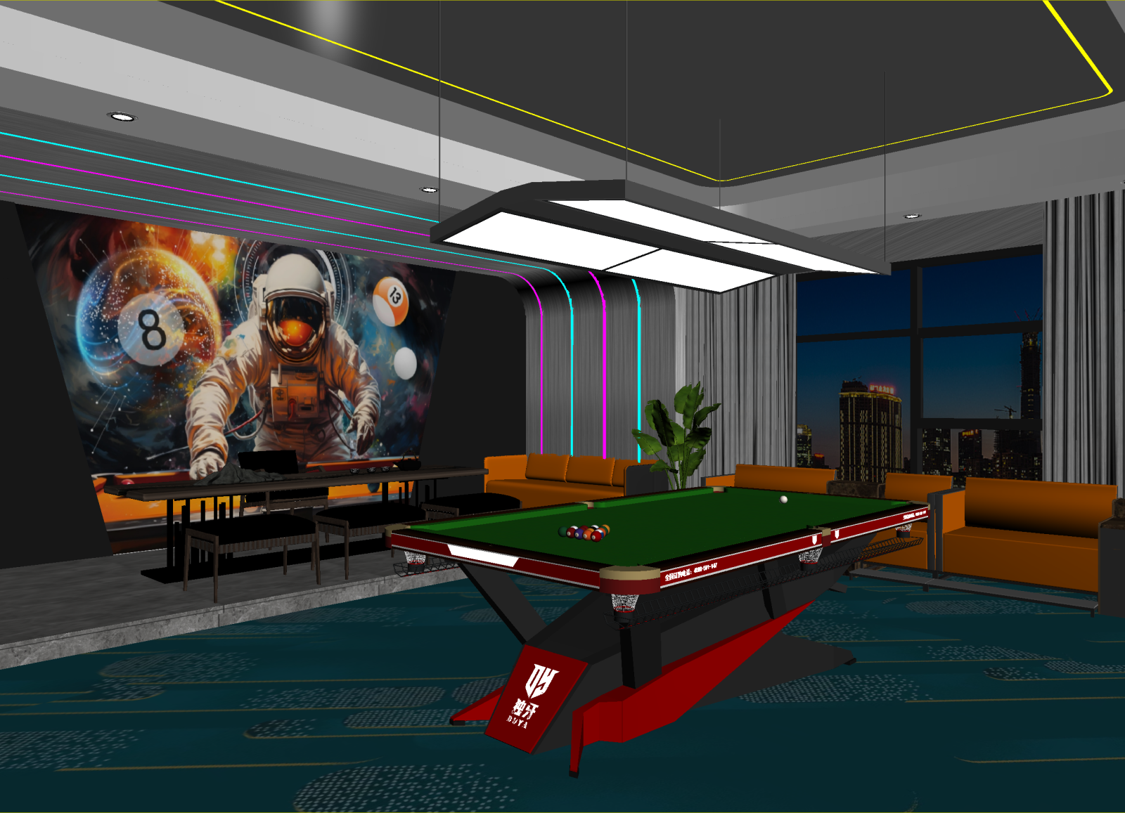现代台球室3D模型下载【ID:1214747906】
