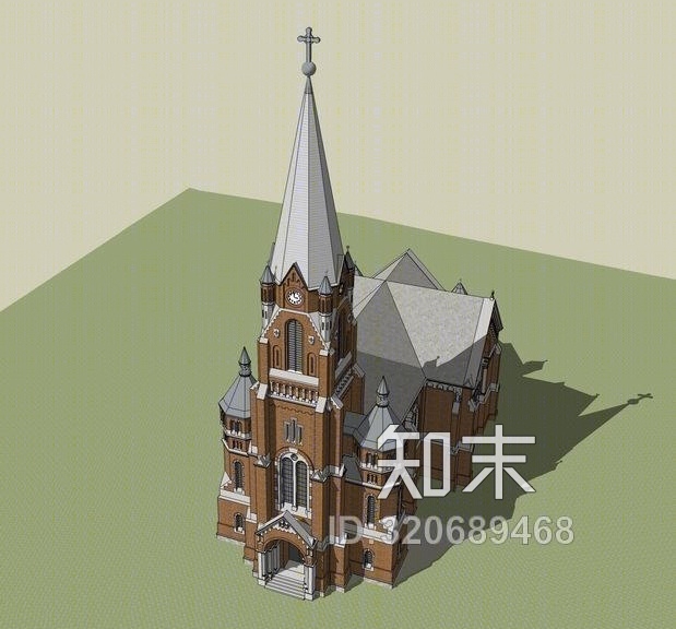 欧式教堂SU模型下载【ID:320689468】