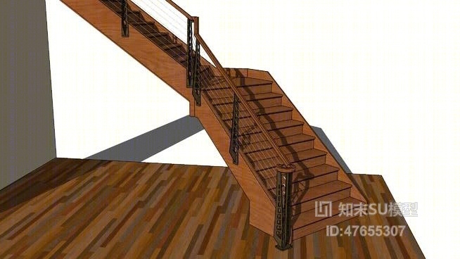 木艺楼梯SU模型下载【ID:47655307】