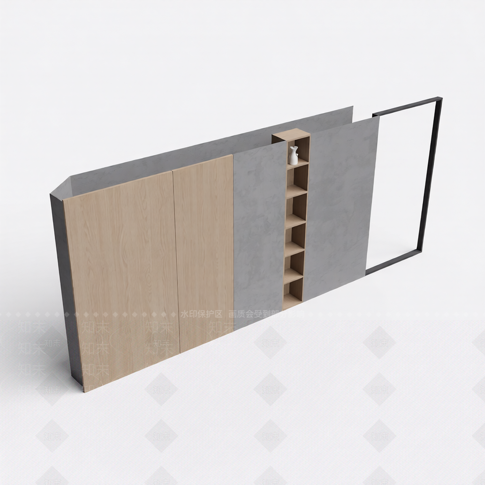 木质隔断柜组合3D模型下载【ID:1206189100】