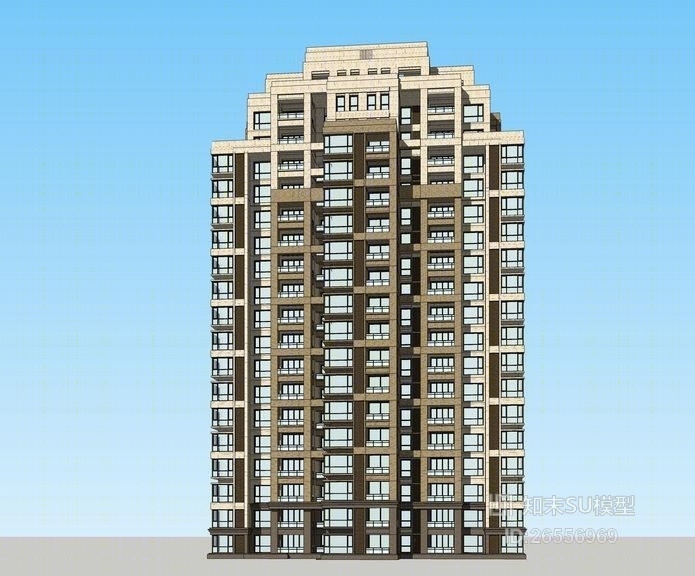 新古典高层住宅SU模型下载【ID:26556969】