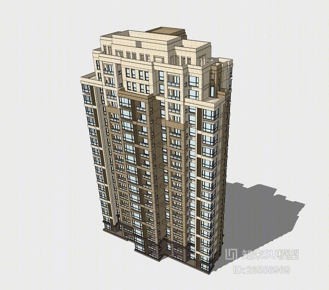 新古典高层住宅SU模型下载【ID:26556969】
