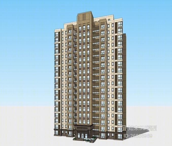 新古典高层住宅SU模型下载【ID:26556969】