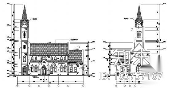 广州市花都区某欧式教堂建筑施工图cad施工图下载【ID:165757167】