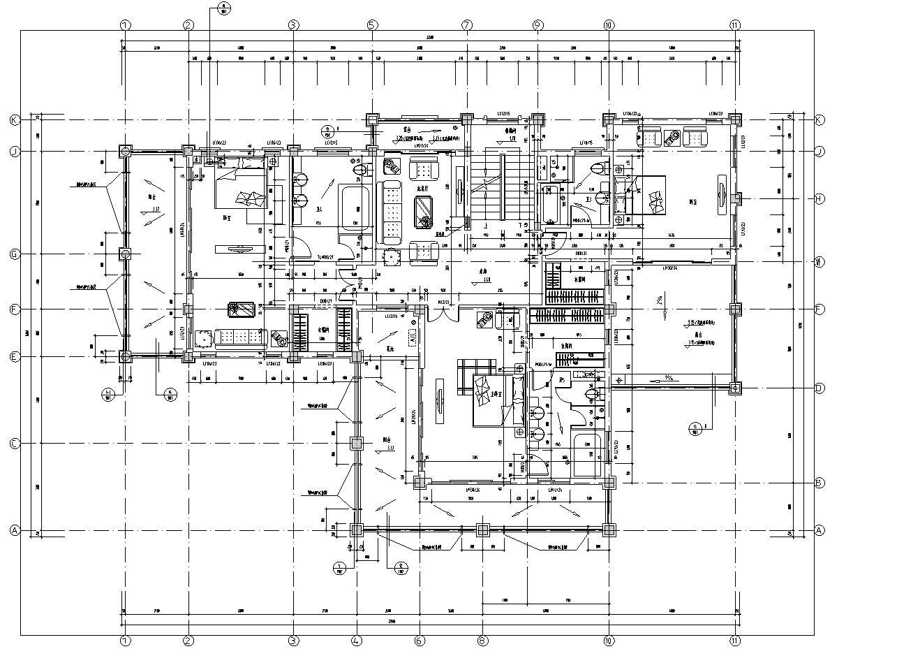 现代风格别墅二层建筑设计文本（包含效果图）cad施工图下载【ID:151388160】