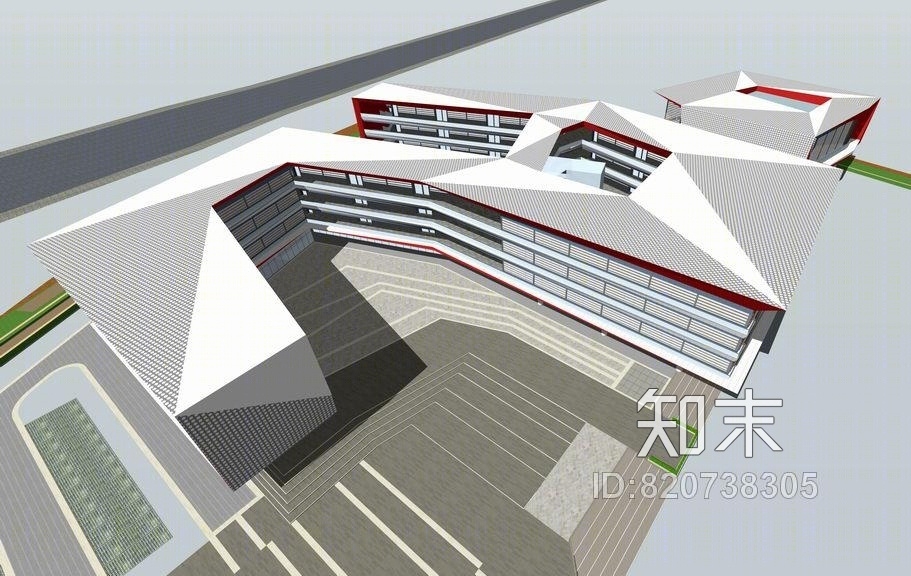 现代学校SU模型下载【ID:820738305】