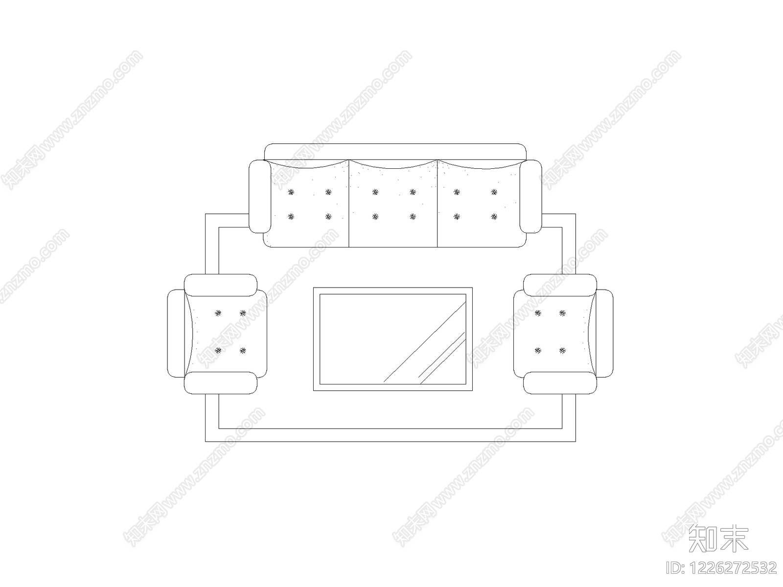 沙发cad施工图下载【ID:1226272532】