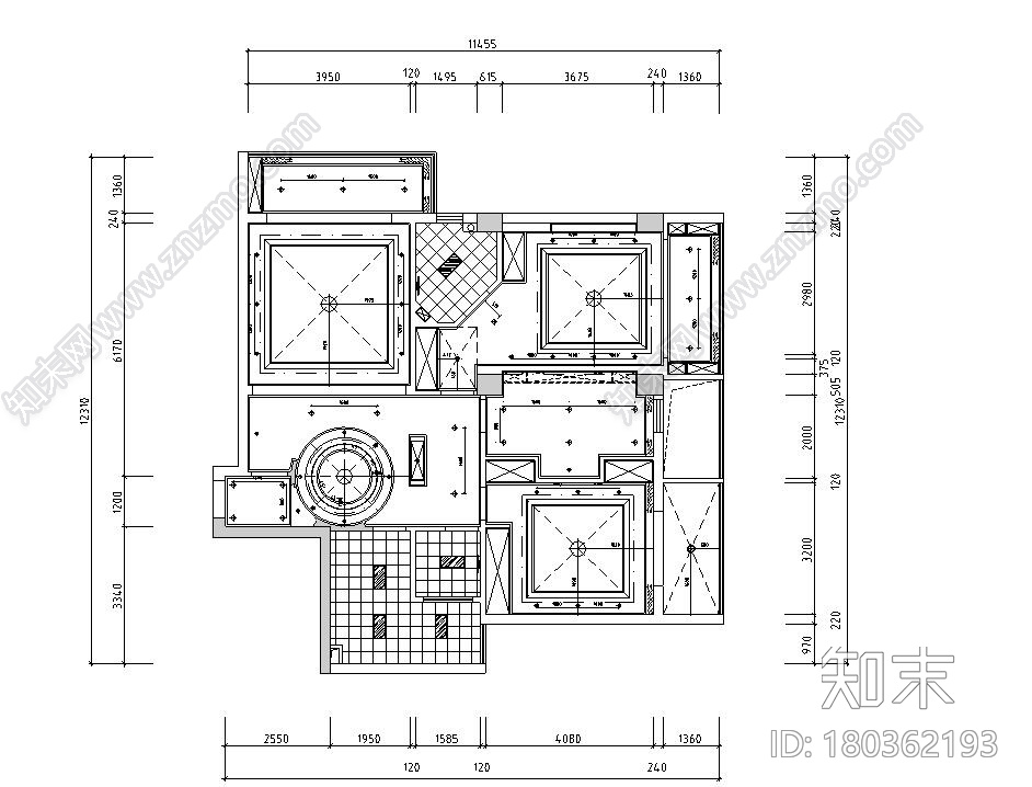 [福建]现代中式120㎡3室2厅住宅装修施工图施工图下载【ID:180362193】