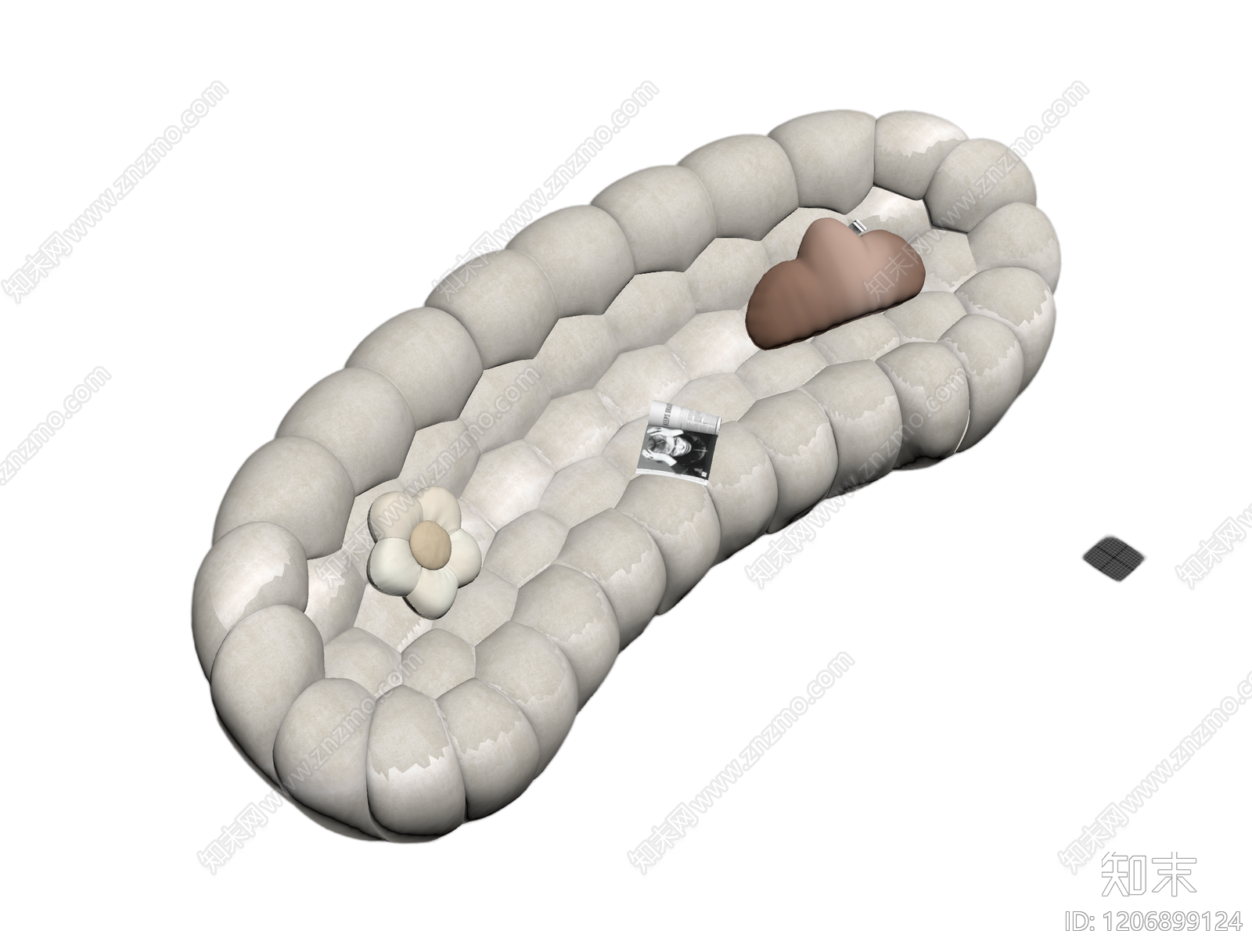 波浪形布艺沙发3D模型下载【ID:1206899124】