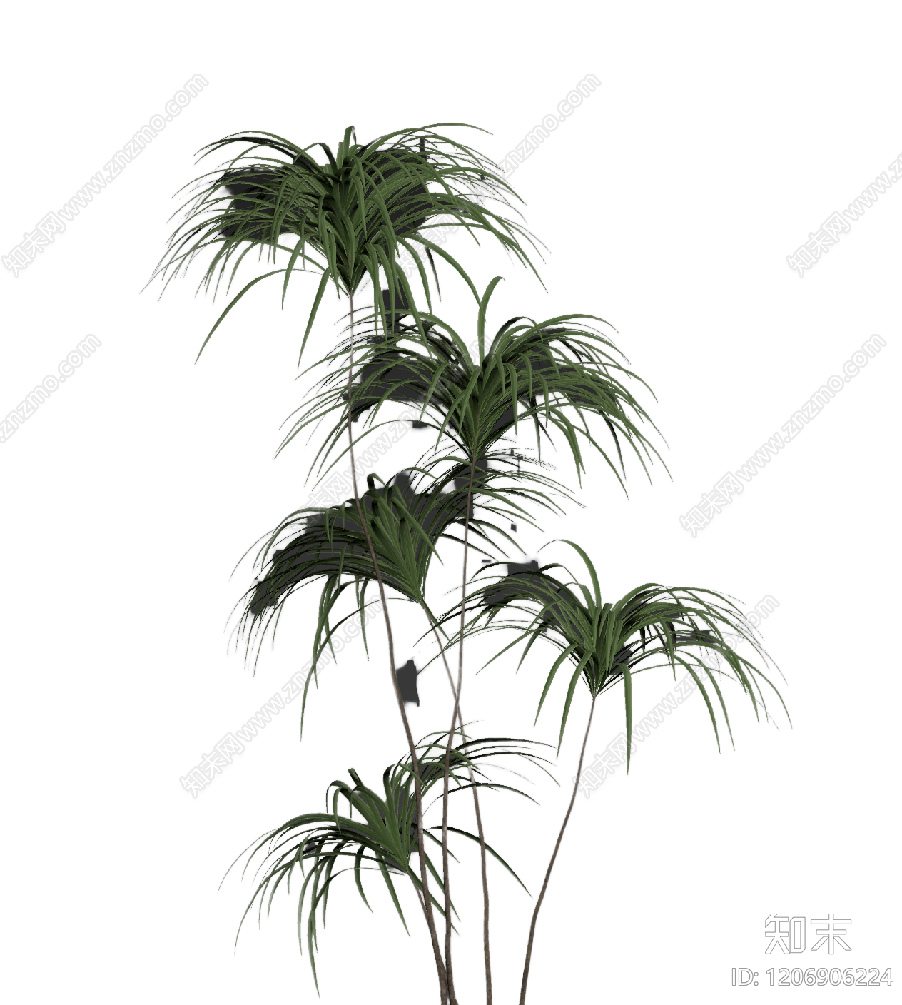 多杆绿植组合3D模型下载【ID:1206906224】