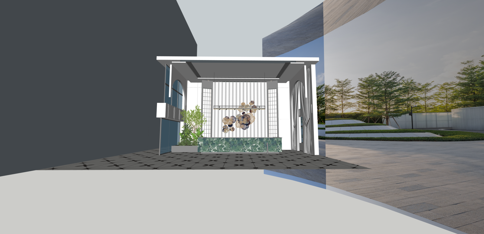 法式酒店大堂SU模型下载【ID:1216081655】