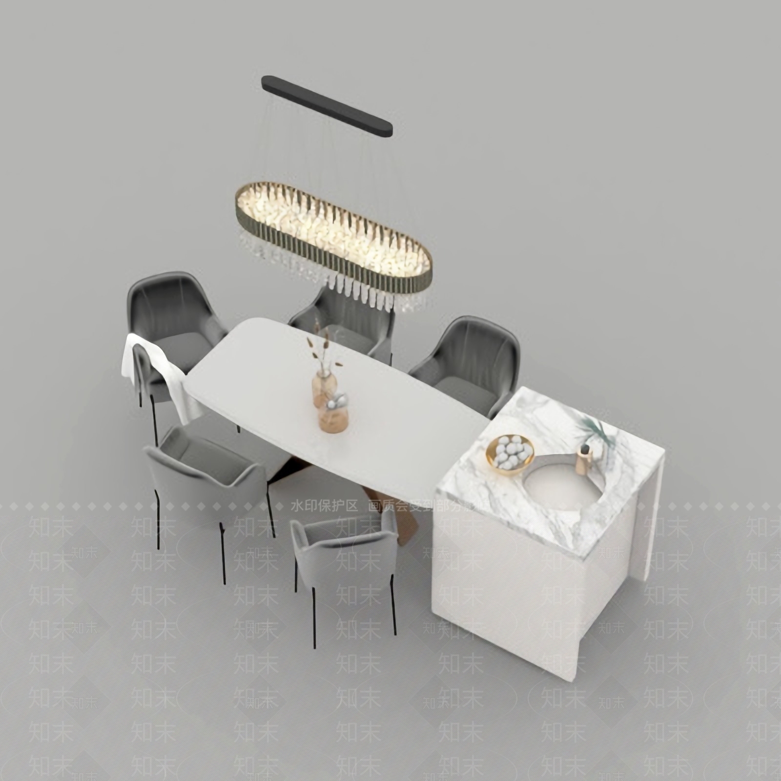 现代餐桌椅组合免费3D模型下载【ID:1123250982】
