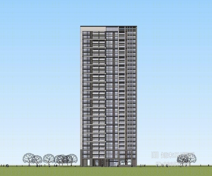 现代高层住宅SU模型下载【ID:26657762】