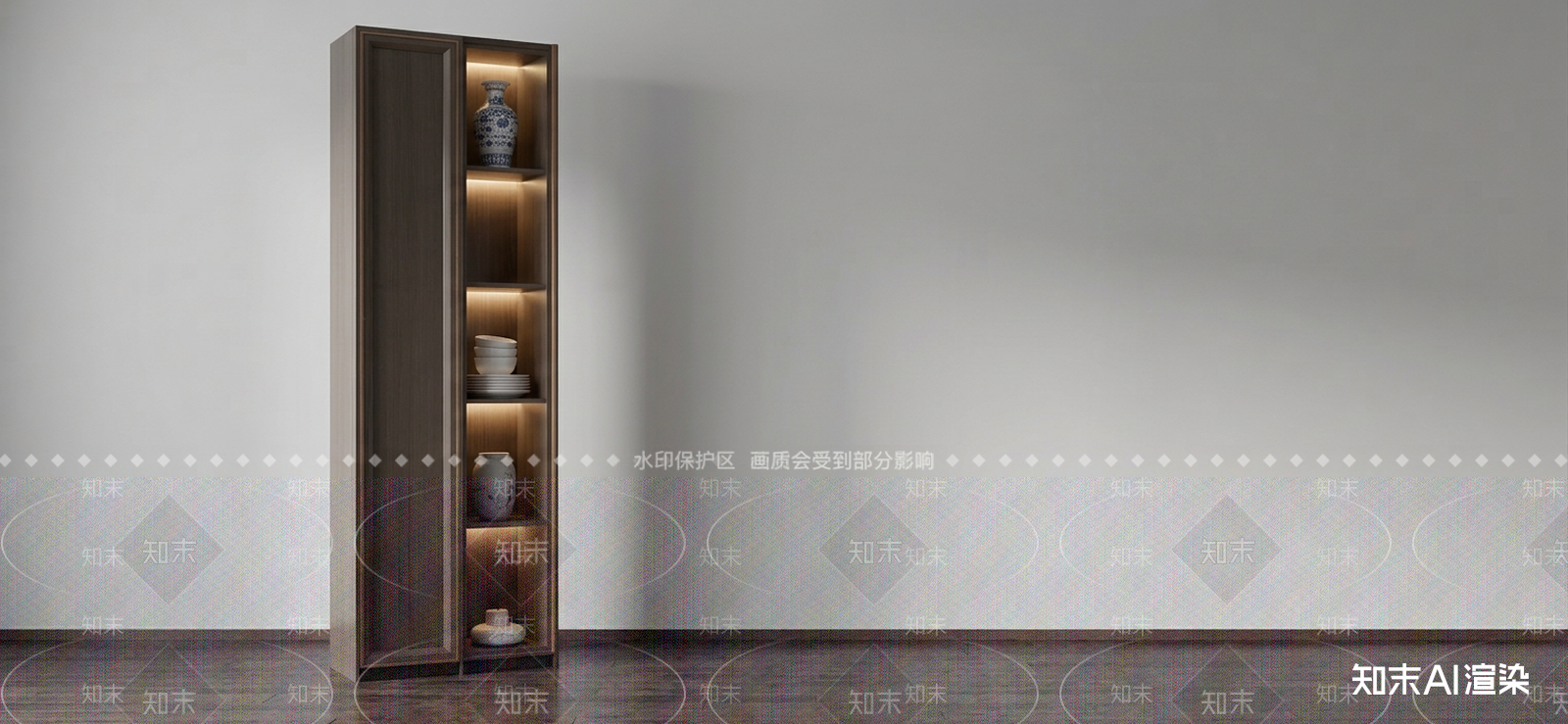 左侧嵌入式展示柜体餐边柜3D模型下载【ID:1227288759】