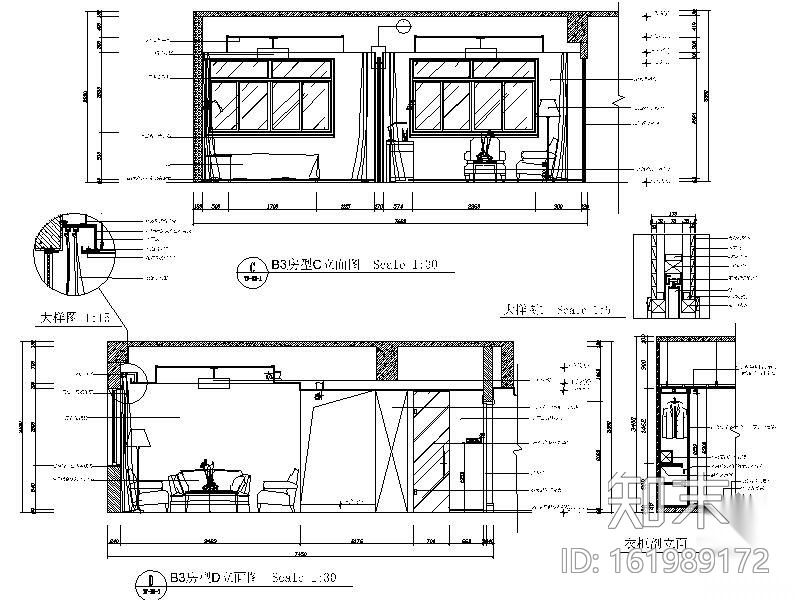 [杭州]某四星级酒店客房部装修图cad施工图下载【ID:161989172】