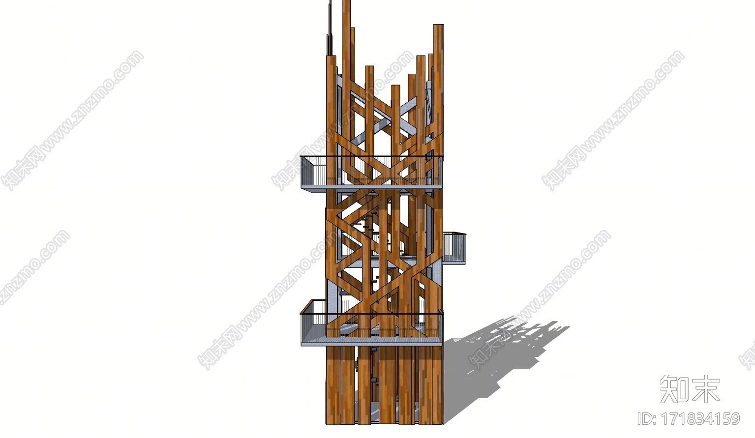 现代瞭望塔景观塔SU模型下载【ID:171834159】