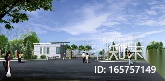 某公司大门门卫及传达室方案设计（带效果图）cad施工图下载【ID:165757149】