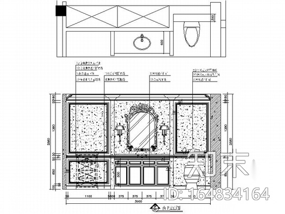 [上海]鸟语花香古典欧式风格独栋别墅样板间装修施工图（...cad施工图下载【ID:164834164】