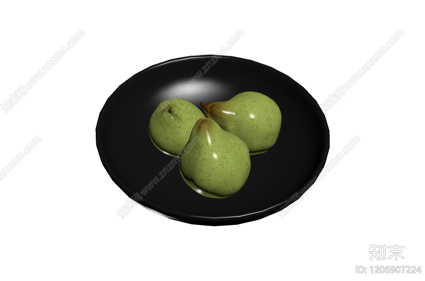 黑色果盘配梨装饰3D模型下载【ID:1206907224】