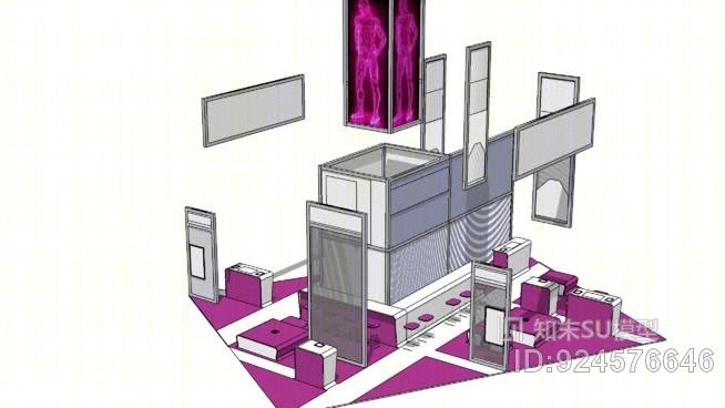 带主题的展台设计SU模型下载【ID:924576646】