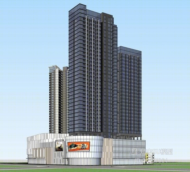 现代小区建筑SU模型下载【ID:26657064】