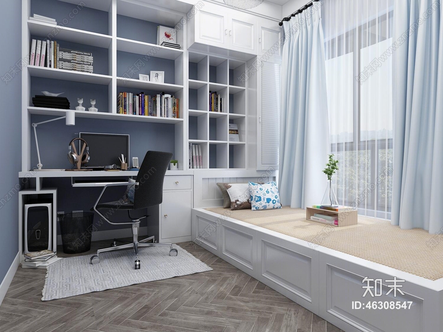 现代榻榻米次卧室3D模型下载【ID:46308547】