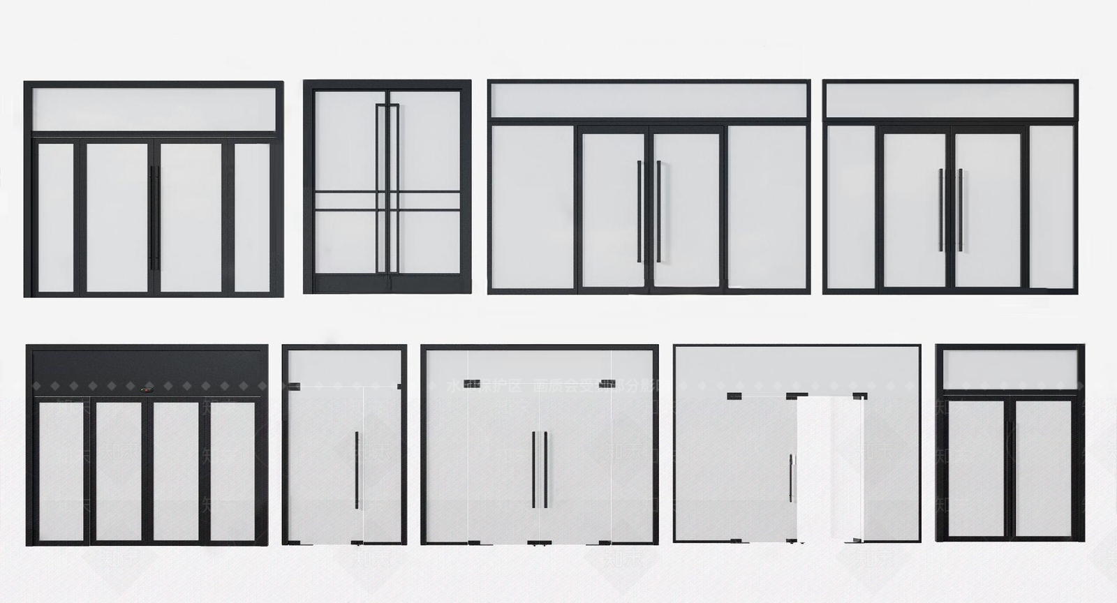 现代办公玻璃门组合3D模型下载【ID:1121224373】