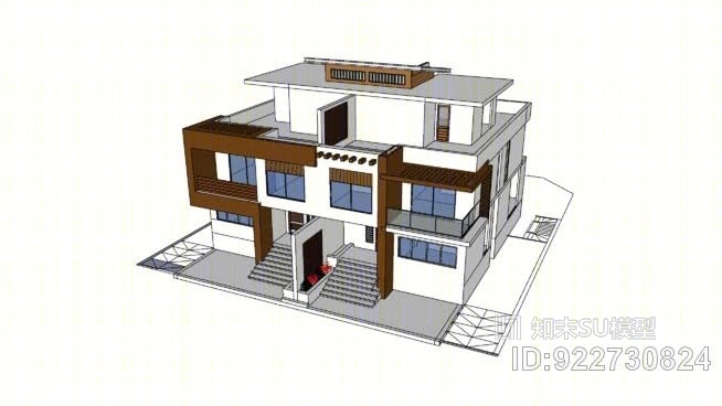 现代别墅SU模型下载【ID:922730824】
